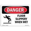 Signmission OSHA Danger Sign, Floor Slippery When Wet, 24in X 18in Decal, 24" W, 18" H, Landscape OS-DS-D-1824-L-1261
